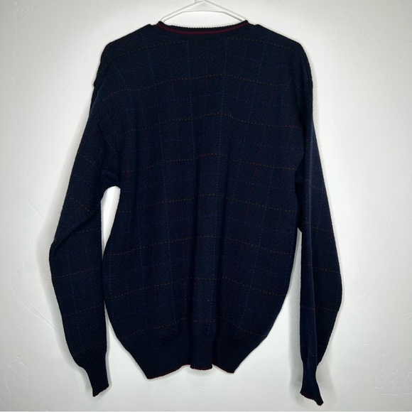 Homer Reed Ltd Denver Navy Wool Sweater Windowpane Knit Size Medium - Picture 2 of 8